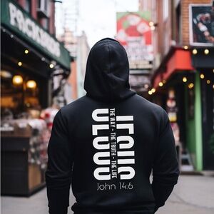 Black Hoodie with Inspirational White Text